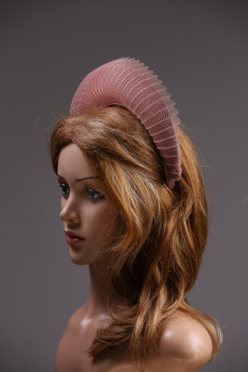 Dusky Pink Blush Halo Crown Headband with crin Fascinator Hat