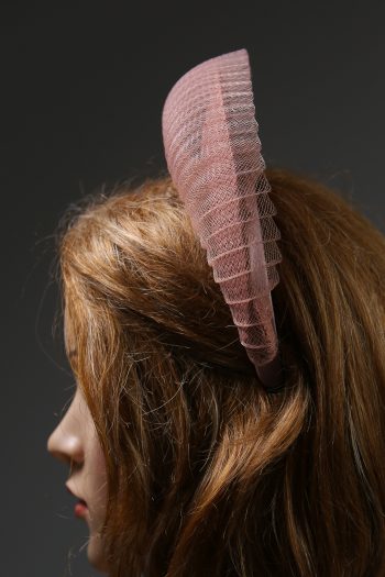 Dusky Pink Blush Halo Crown Headband with crin Fascinator Hat