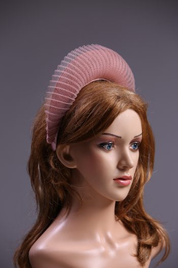 Dusky Pink Blush Halo Crown Headband with crin Fascinator Hat