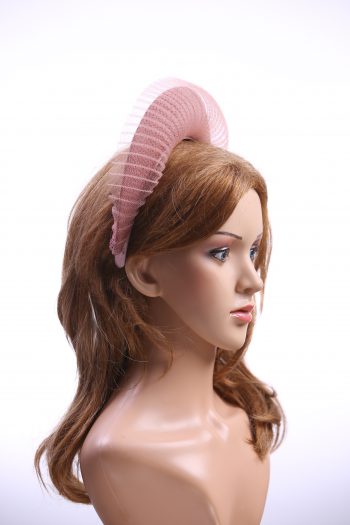 Dusky Pink Blush Halo Crown Headband with crin Fascinator Hat