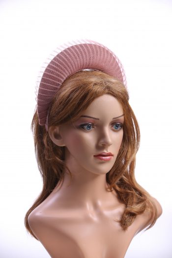 Dusky Pink Blush Halo Crown Headband with crin Fascinator Hat