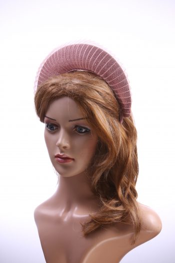 Dusky Pink Blush Halo Crown Headband with crin Fascinator Hat