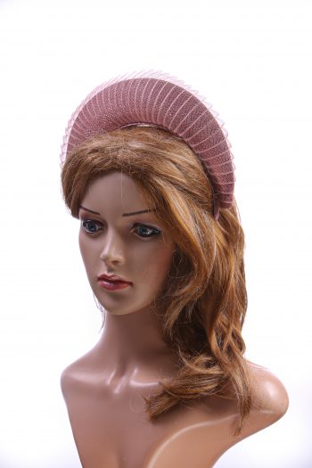 Dusky Pink Blush Halo Crown Headband with crin Fascinator Hat