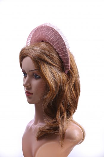 Dusky Pink Blush Halo Crown Headband with crin Fascinator Hat