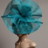 teal windowpane sinamay saucer fascinator hat (1)