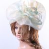 aqua ivory lemon sinamay feather saucer hat