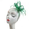 Emerald Green small sinamay and feather fascinator hat