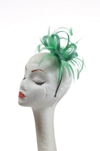 Emerald Green small sinamay and feather fascinator hat