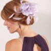 Lilac small sinamay and feather fascinator hat