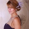 Lilac small sinamay and feather fascinator hat