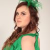 Emerald Green small sinamay and feather fascinator hat