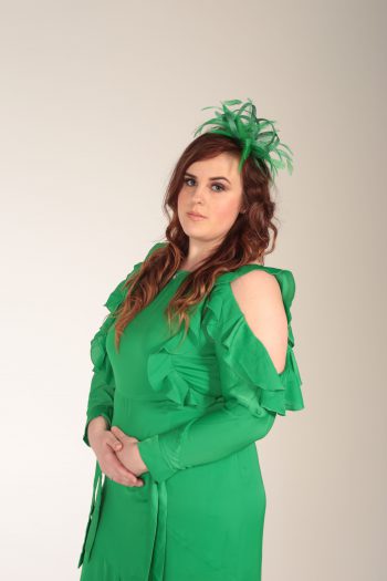 Emerald Green small sinamay and feather fascinator hat