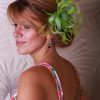 Lime Green small sinamay and feather fascinator hat