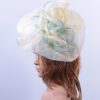 aqua ivory lemon sinamay feather saucer hat