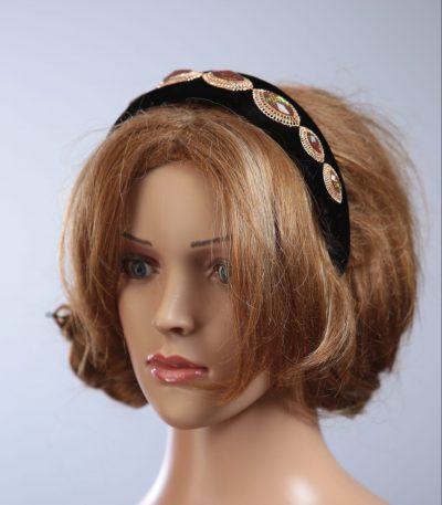 black velvet headband eye shaped jewels