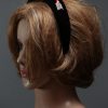 Black velvet Padded crown fascinator headband with lipstick and lips/kiss gems