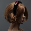 Black velvet Padded crown fascinator headband with lipstick and lips/kiss gems