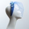 Electric royal blue beaded veil Fascinator Hat Headband handmade and padded