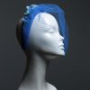 Electric royal blue beaded veil Fascinator Hat Headband handmade and padded