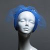 Electric royal blue beaded veil Fascinator Hat Headband handmade and padded