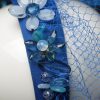 Electric royal blue beaded veil Fascinator Hat Headband handmade and padded