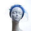 Electric royal blue beaded veil Fascinator Hat Headband handmade and padded