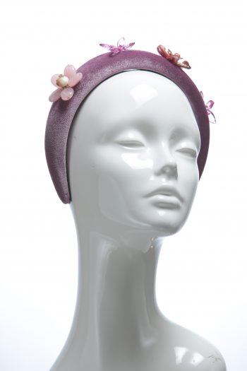 lilac dusky padded velvet headband flower beads