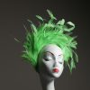 Lime Green Feather Crown Headband Fascinator Hat