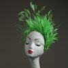 Lime Green Feather Crown Headband Fascinator Hat