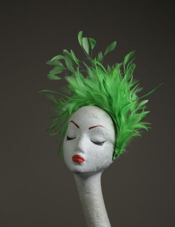 Lime Green Feather Crown Headband Fascinator Hat