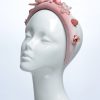 Dusky Pink Velvet Padded beaded Fascinator Hat Headband handmade