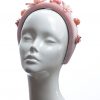 Dusky Pink Velvet Padded beaded Fascinator Hat Headband handmade