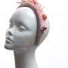 Dusky Pink Velvet Padded beaded Fascinator Hat Headband handmade