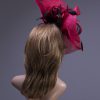 red and black loopand feather sinamay fascinator hat (1)