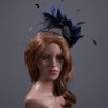 royal blue and black feather mount on a silver halo crown