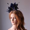 royal blue and black feather mount on a silver halo crown