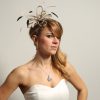 taupe nude and black feather fascinator hat