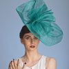 teal green large sinamay hat 1