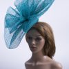 teal windowpane sinamay saucer fascinator hat (1)