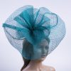 teal windowpane sinamay saucer fascinator hat (1)