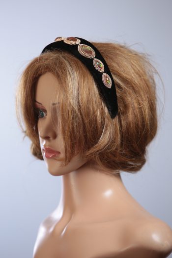 black velvet headband eye shaped jewels