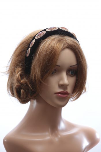 black velvet headband eye shaped jewels