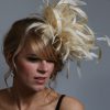 Cream sinamay and feather large fascinator hat (11)