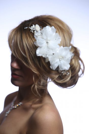 ivory flowers pearl and rhinestone wired comb bridal headpiece (1)