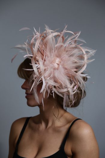 oyster Pink large sinamay loop fascinator hat (1)