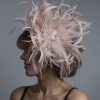 oyster Pink large sinamay loop fascinator hat (1)