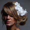 White wired flower headpiece with pearls