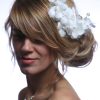 White wired flower headpiece with pearls