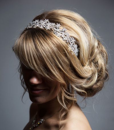 Silver rhinestone diamante fascinator headband