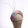 multi pastel rainbow feather halo crown